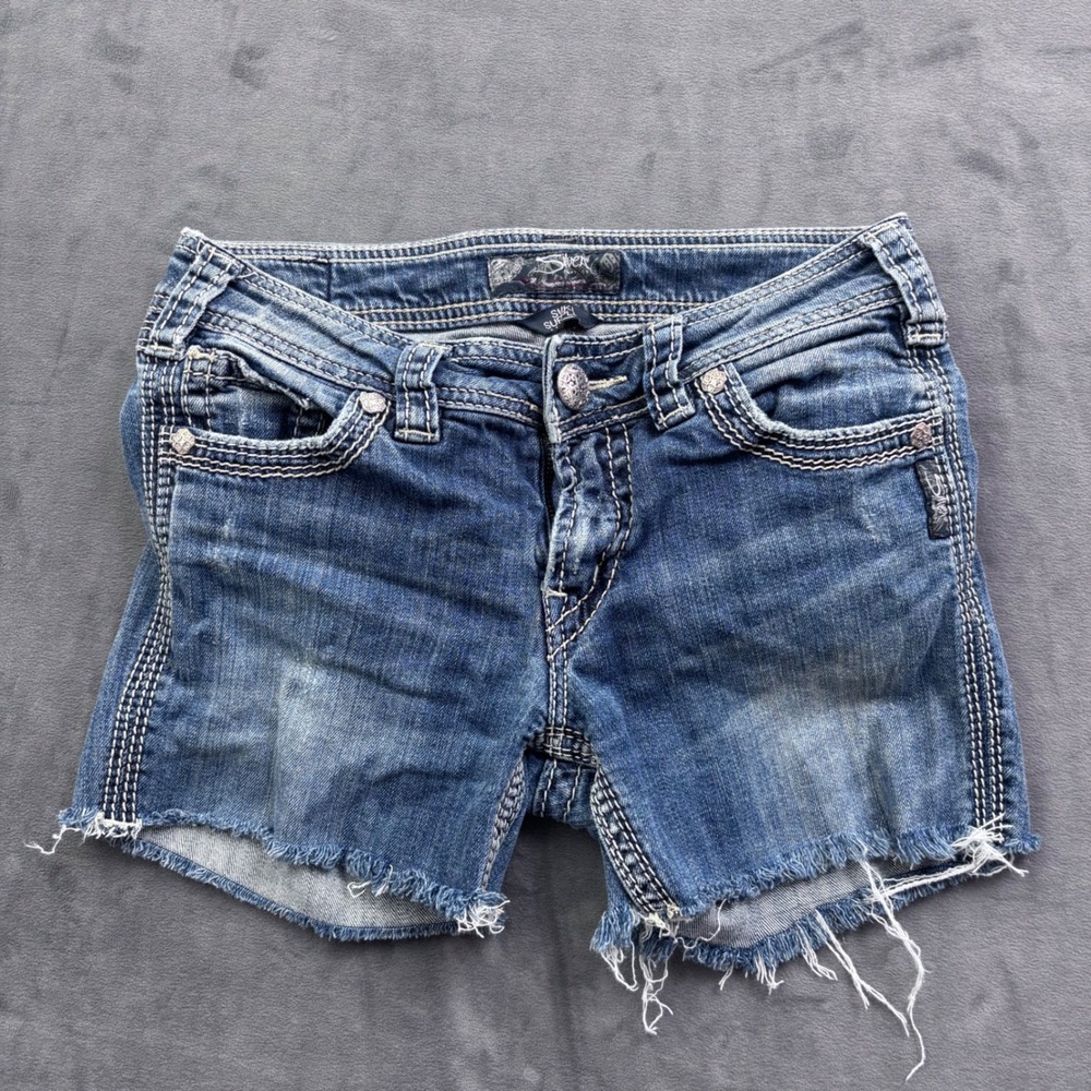 Silver Jeans Co Suki Super T Denim Shorts Medium Wash Cut Off Y2K Size 27